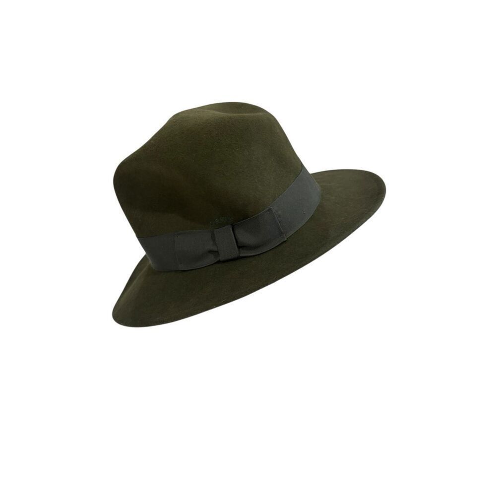 Orvis Wool Felt Fedora Hat Medium Olive Green Packable USA Made